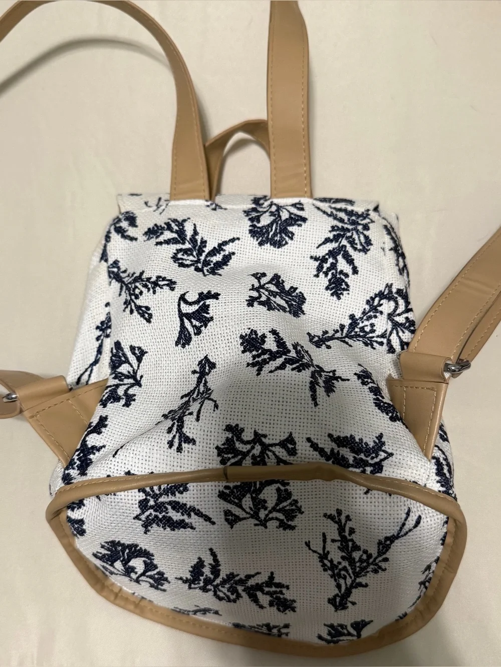 Botanical Backpack Purse in White & Black (for beach, vacations, exploring, etc)
